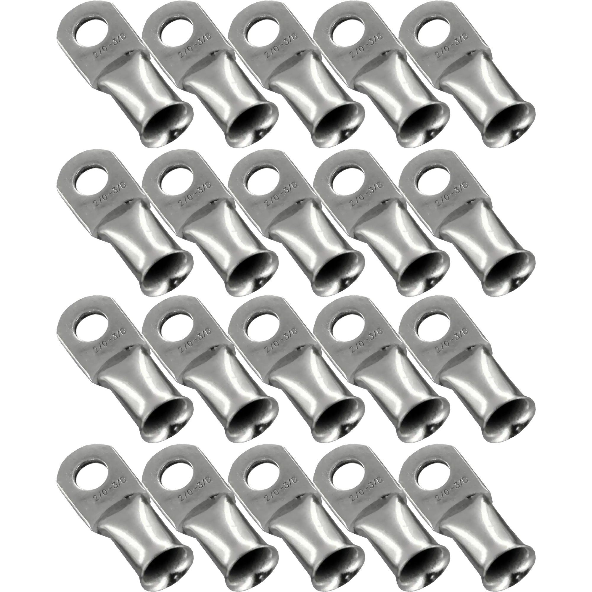 4 Star Audio 20-Pack 2/0-1/0 Silver Tinned Copper Wire Lugs