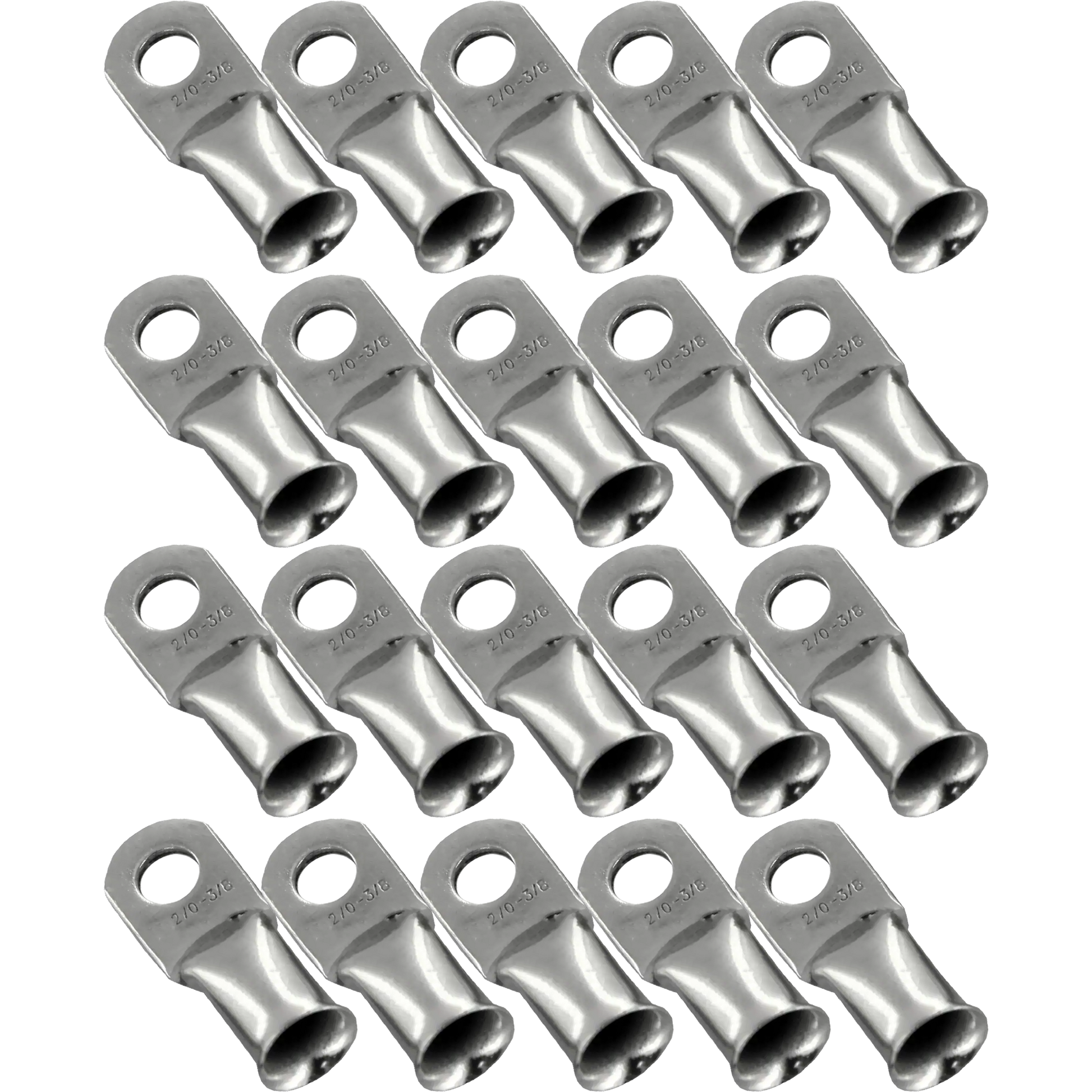 4 Star Audio 20-Pack 2/0-1/0 Silver Tinned Copper Wire Lugs