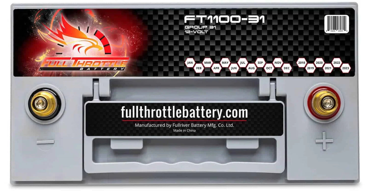 Full Throttle Battery FT1100-31 FT-Series AGM 12 V Battery, Group: 31, 1100 CCA, 110 AH, Brass SAE Terminal RHP