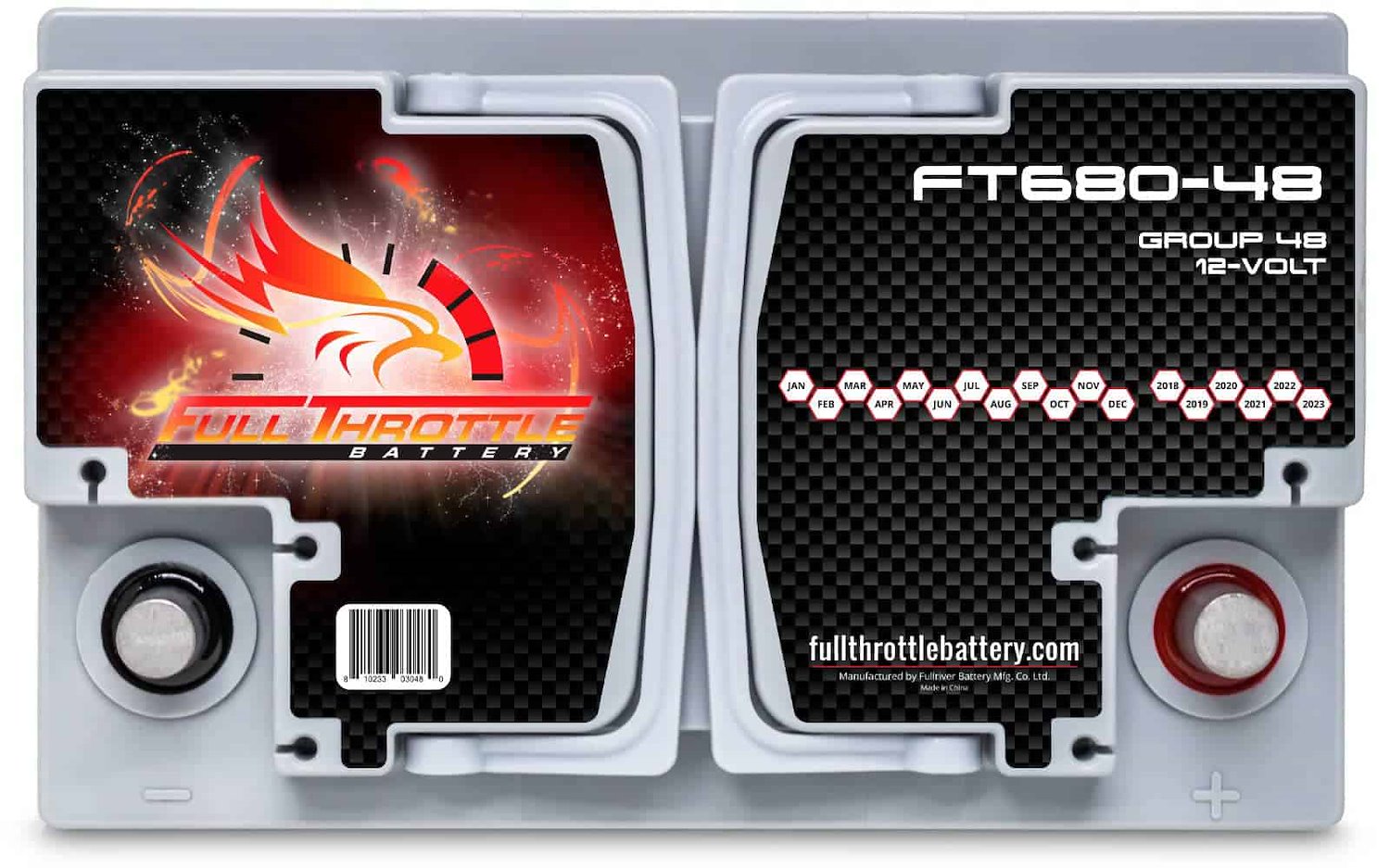 Full Throttle Battery FT680-48 FT-Series AGM 12 V Battery, Group: 48/L3/H6, 680 CCA, 60 AH, Brass SAE Terminal RHP