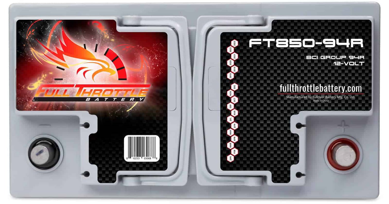 Full Throttle Battery FT850-94R FT-Series AGM 12 V Battery, Group: 94R, 850 CCA, 88 AH, Brass SAE Terminal - LHP