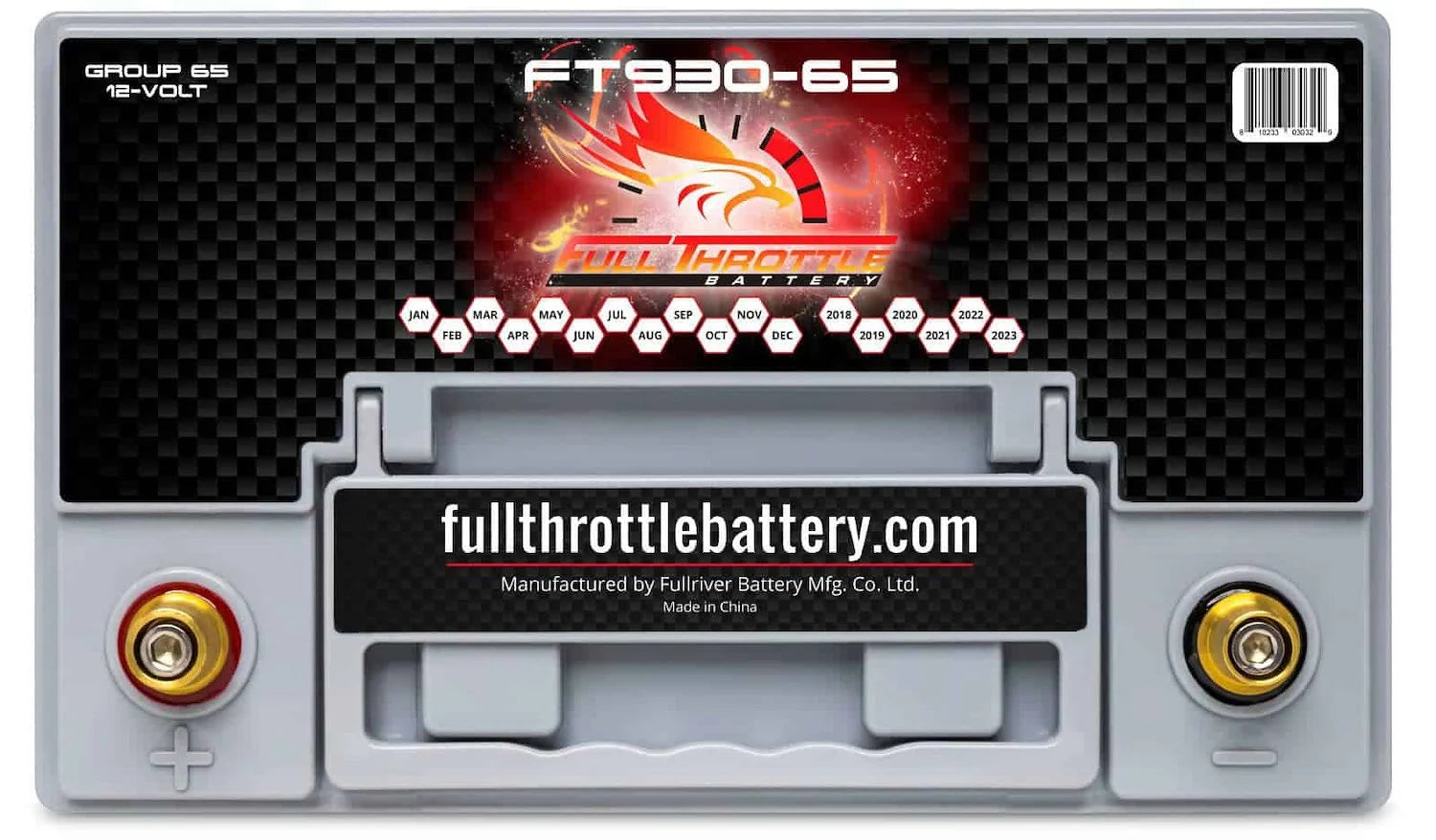 Full Throttle Battery FT930-65 FT-Series AGM 12 V Battery, Group: 65, 930 CCA, 75 AH, Brass SAE Terminal - LHP