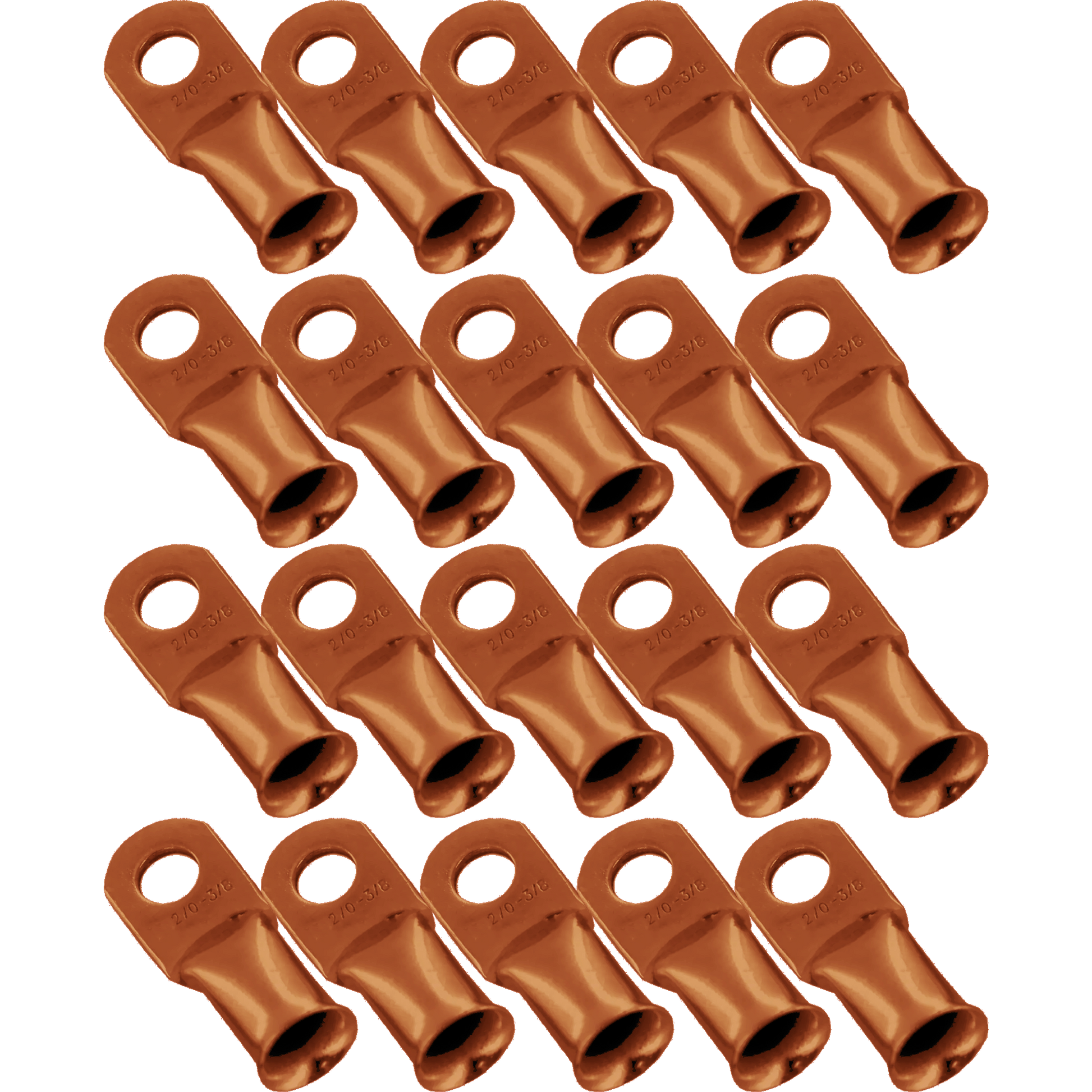 4 Star Audio 20-Pack 2/0-1/0 100%Copper Wire Lugs