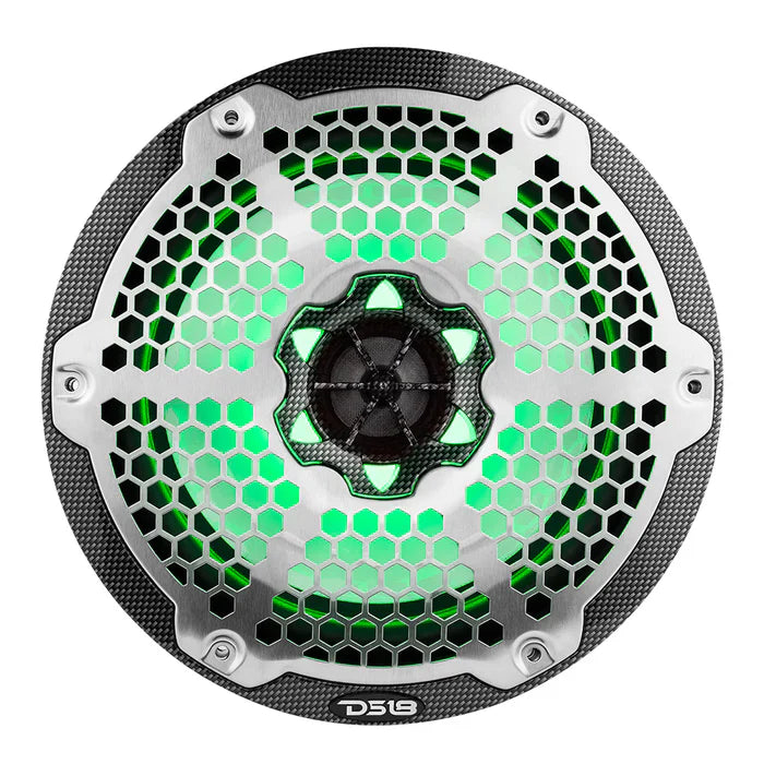 DS18 CF-8 HYDRO 8" 2-Way Marine Speakers with Integrated RGB LED Lights 450 Watts Black Carbon Fiber