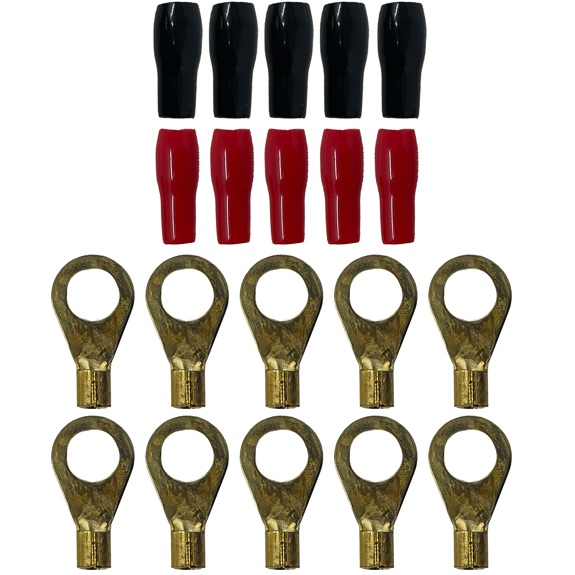 Elite Audio EA-RT10GA 10-Pack 10 Gauge Gold Plated Ring Terminals with Sleeves