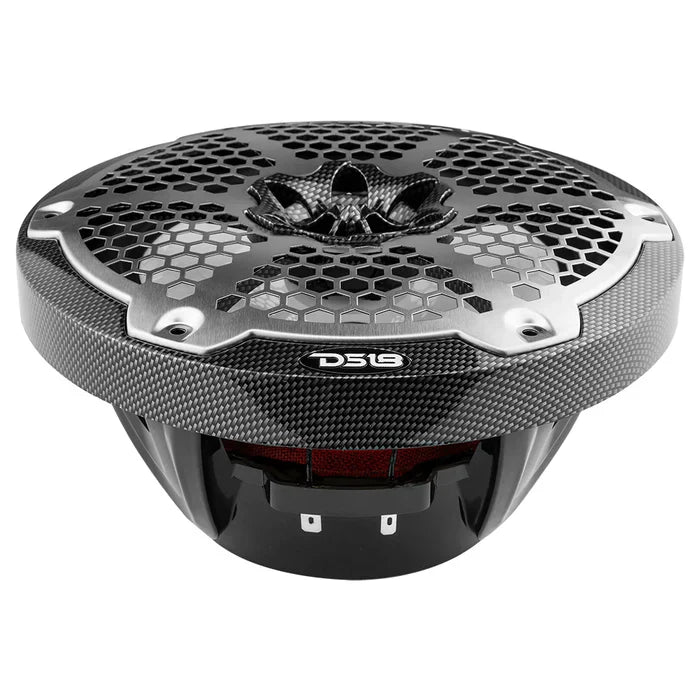 DS18 CF-8 HYDRO 8" 2-Way Marine Speakers with Integrated RGB LED Lights 450 Watts Black Carbon Fiber