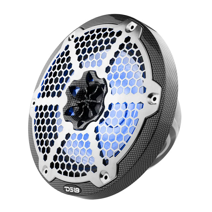 DS18 CF-8 HYDRO 8" 2-Way Marine Speakers with Integrated RGB LED Lights 450 Watts Black Carbon Fiber