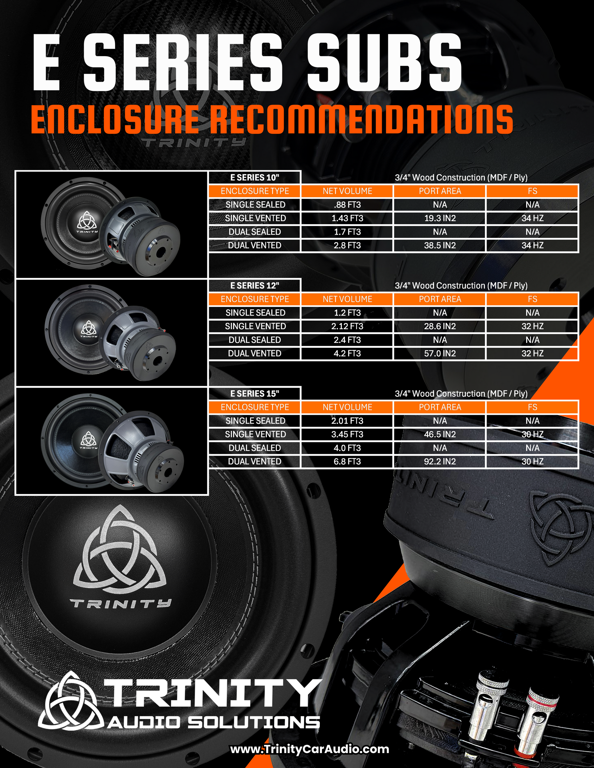Trinity E Series 10" Subwoofer 800 Watts RMS
