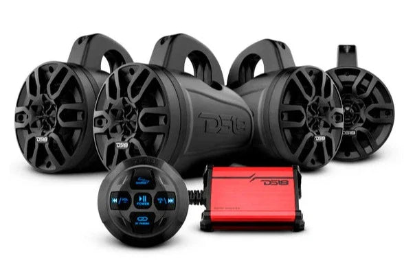 DS18 MP4TP.4A 4" Wakeboard Tower Speakers 600 Watts Black With Amplifier And Bluetooth Remote Control BTRC-R