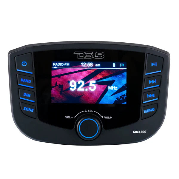 DS18 MRX300 Marine Headunit TFT screen , 3 Zones, 4 volts Output, Bluetooth, RDS 4X40 Watts